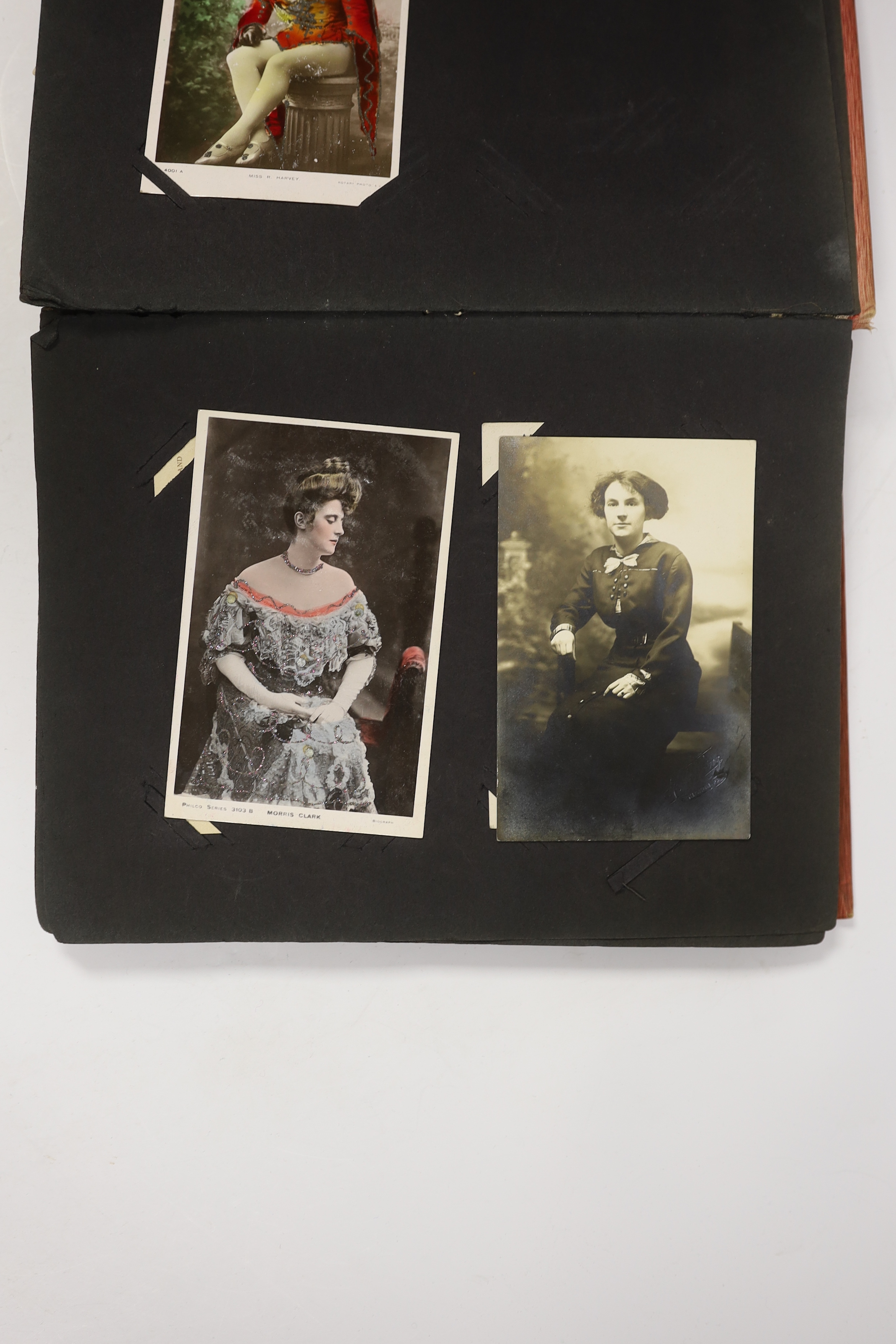 A vintage postcard album - largely named actresses including Gabrielle Ray and Gaynor Rowlands